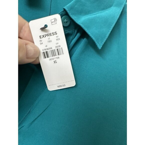 Express Drop Waist Dress XS New! Green Jade Teacher Work Flowy - Picture 3 of 5